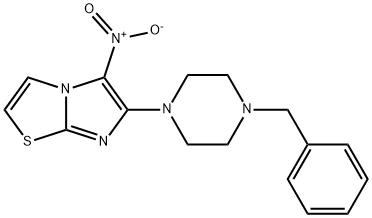 6-(4-BENZYLPIPERAZINO)-5-NITROIMIDAZO[2,1-B][1,3]THIAZOLE Struktur