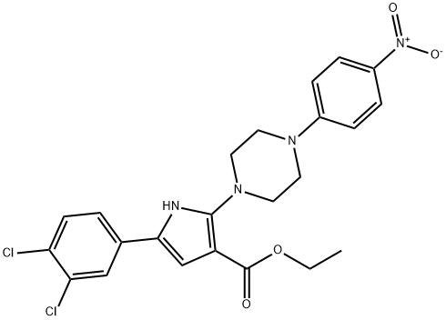 ETHYL 5-(3,4-DICHLOROPHENYL)-2-[4-(4-NITROPHENYL)PIPERAZINO]-1H-PYRROLE-3-CARBOXYLATE Struktur