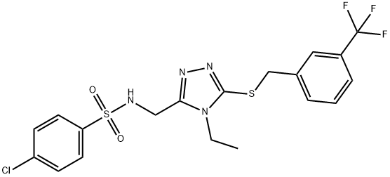 4-CHLORO-N-[(4-ETHYL-5-([3-(TRIFLUOROMETHYL)BENZYL]SULFANYL)-4H-1,2,4-TRIAZOL-3-YL)METHYL]BENZENESULFONAMIDE Struktur