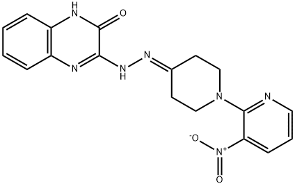 3-(2-[1-(3-NITRO-2-PYRIDINYL)-4-PIPERIDINYLIDENE]HYDRAZINO)-2(1H)-QUINOXALINONE Struktur