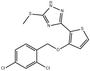 2,4-DICHLOROBENZYL 2-[5-(METHYLSULFANYL)-4H-1,2,4-TRIAZOL-3-YL]-3-THIENYL ETHER Struktur