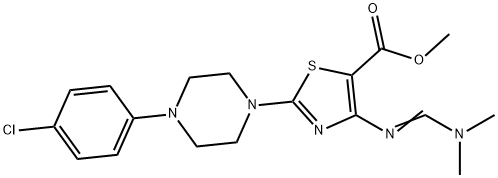 METHYL 2-[4-(4-CHLOROPHENYL)PIPERAZINO]-4-([(DIMETHYLAMINO)METHYLENE]AMINO)-1,3-THIAZOLE-5-CARBOXYLATE Struktur