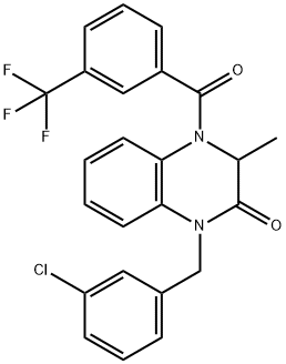 1-(3-CHLOROBENZYL)-3-METHYL-4-[3-(TRIFLUOROMETHYL)BENZOYL]-3,4-DIHYDRO-2(1H)-QUINOXALINONE Struktur