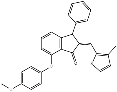 7-(4-METHOXYPHENOXY)-2-[(3-METHYL-2-THIENYL)METHYLENE]-3-PHENYL-1-INDANONE Struktur