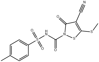 N-([4-CYANO-5-(METHYLSULFANYL)-3-OXO-2(3H)-ISOTHIAZOLYL]CARBONYL)-4-METHYLBENZENESULFONAMIDE Struktur