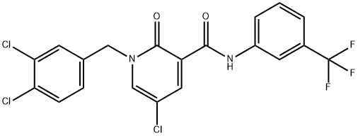 5-CHLORO-1-(3,4-DICHLOROBENZYL)-2-OXO-N-[3-(TRIFLUOROMETHYL)PHENYL]-1,2-DIHYDRO-3-PYRIDINECARBOXAMIDE Struktur