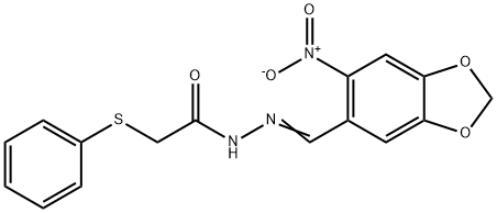 N'-[(6-NITRO-1,3-BENZODIOXOL-5-YL)METHYLENE]-2-(PHENYLSULFANYL)ACETOHYDRAZIDE Struktur