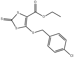 ETHYL 5-[(4-CHLOROBENZYL)SULFANYL]-2-THIOXO-1,3-DITHIOLE-4-CARBOXYLATE Struktur