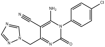 6-AMINO-1-(4-CHLOROPHENYL)-2-OXO-4-(1H-1,2,4-TRIAZOL-1-YLMETHYL)-1,2-DIHYDRO-5-PYRIMIDINECARBONITRILE Struktur