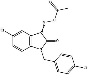 3-[(ACETYLOXY)IMINO]-5-CHLORO-1-(4-CHLOROBENZYL)-1,3-DIHYDRO-2H-INDOL-2-ONE Struktur