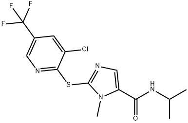 2-([3-CHLORO-5-(TRIFLUOROMETHYL)-2-PYRIDINYL]SULFANYL)-N-ISOPROPYL-1-METHYL-1H-IMIDAZOLE-5-CARBOXAMIDE Struktur