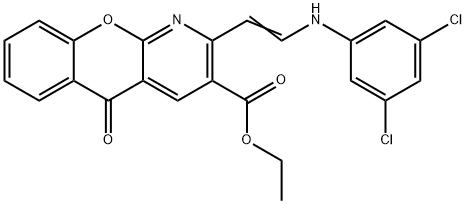 ETHYL 2-[2-(3,5-DICHLOROANILINO)VINYL]-5-OXO-5H-CHROMENO[2,3-B]PYRIDINE-3-CARBOXYLATE Struktur