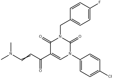 1-(4-CHLOROPHENYL)-5-[3-(DIMETHYLAMINO)ACRYLOYL]-3-(4-FLUOROBENZYL)-2,4(1H,3H)-PYRIMIDINEDIONE Struktur