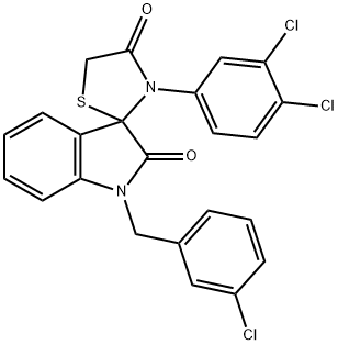 1-(3-CHLOROBENZYL)-3'-(3,4-DICHLOROPHENYL)SPIRO(2,3-DIHYDRO-1H-INDOLE-3,2'-THIAZOLIDINE)-2,4'-DIONE Struktur