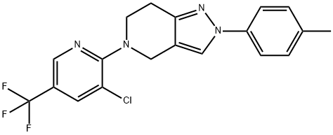 5-[3-CHLORO-5-(TRIFLUOROMETHYL)-2-PYRIDINYL]-2-(4-METHYLPHENYL)-4,5,6,7-TETRAHYDRO-2H-PYRAZOLO[4,3-C]PYRIDINE Struktur