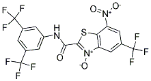 2-([3,5-DI(TRIFLUOROMETHYL)ANILINO]CARBONYL)-7-NITRO-5-(TRIFLUOROMETHYL)-1,3-BENZOTHIAZOL-3-IUM-3-OLATE Struktur