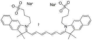 1-W-SODIUM-SULFOBUTYL-2-(7-(1-W-SODIUM-SULFOBUTYL-3,3-DIMETHYL-BENZO[E]INDOLIN-2-YLIDEN)-HEPTA-1,3,5-TRIEN-1-YL)-3,3-DIMETHYL-BENZO[E]INDOLINIUM-IODIDE Struktur