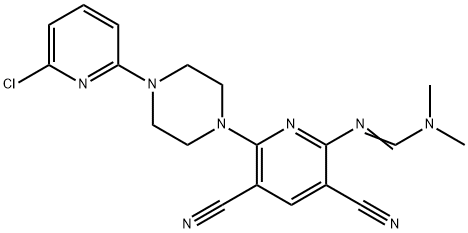 N'-(6-[4-(6-CHLORO-2-PYRIDINYL)PIPERAZINO]-3,5-DICYANO-2-PYRIDINYL)-N,N-DIMETHYLIMINOFORMAMIDE Struktur