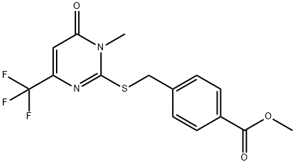 METHYL 4-(([1-METHYL-6-OXO-4-(TRIFLUOROMETHYL)-1,6-DIHYDRO-2-PYRIMIDINYL]SULFANYL)METHYL)BENZENECARBOXYLATE Struktur