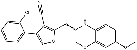 3-(2-CHLOROPHENYL)-5-[2-(2,4-DIMETHOXYANILINO)VINYL]-4-ISOXAZOLECARBONITRILE Struktur