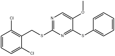 2-[(2,6-DICHLOROBENZYL)SULFANYL]-4-(PHENYLSULFANYL)-5-PYRIMIDINYL METHYL ETHER Struktur