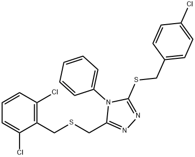 3-[(4-CHLOROBENZYL)SULFANYL]-5-([(2,6-DICHLOROBENZYL)SULFANYL]METHYL)-4-PHENYL-4H-1,2,4-TRIAZOLE Struktur