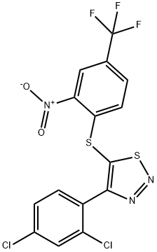 4-(2,4-DICHLOROPHENYL)-1,2,3-THIADIAZOL-5-YL 2-NITRO-4-(TRIFLUOROMETHYL)PHENYL SULFIDE Struktur