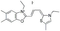 5,6-DIMETHYL-2-(3-(3-ETHYL-5-METHYL-2-THIAZOLINYLIDENE)-1-PROPENYL)-3-ETHYL BENZOXAZOLIUM IODIDE Struktur