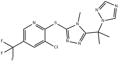 3-CHLORO-2-((4-METHYL-5-[1-METHYL-1-(1H-1,2,4-TRIAZOL-1-YL)ETHYL]-4H-1,2,4-TRIAZOL-3-YL)SULFANYL)-5-(TRIFLUOROMETHYL)PYRIDINE Struktur