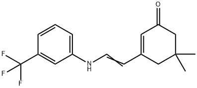 5,5-DIMETHYL-3-(2-[3-(TRIFLUOROMETHYL)ANILINO]VINYL)-2-CYCLOHEXEN-1-ONE Struktur