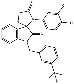 3'-(3,4-DICHLOROPHENYL)-1-(3-TRIFLUOROMETHYLBENZYL)SPIRO(2,3-DIHYDRO-1H-INDOLE-3,2'-THIAZOLIDINE)-2,4'-DIONE Struktur