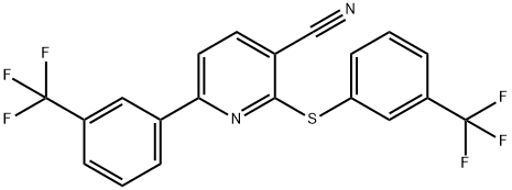 6-[3-(TRIFLUOROMETHYL)PHENYL]-2-([3-(TRIFLUOROMETHYL)PHENYL]SULFANYL)NICOTINONITRILE Struktur