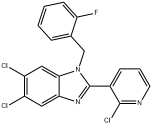 5,6-DICHLORO-2-(2-CHLORO-3-PYRIDINYL)-1-(2-FLUOROBENZYL)-1H-1,3-BENZIMIDAZOLE Struktur