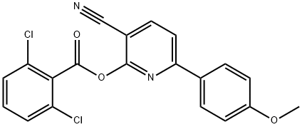 3-CYANO-6-(4-METHOXYPHENYL)-2-PYRIDINYL 2,6-DICHLOROBENZENECARBOXYLATE Struktur