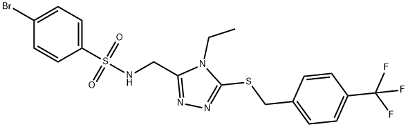 4-BROMO-N-[(4-ETHYL-5-([4-(TRIFLUOROMETHYL)BENZYL]SULFANYL)-4H-1,2,4-TRIAZOL-3-YL)METHYL]BENZENESULFONAMIDE Struktur