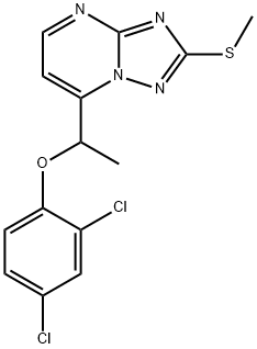 2,4-DICHLOROPHENYL 1-[2-(METHYLSULFANYL)[1,2,4]TRIAZOLO[1,5-A]PYRIMIDIN-7-YL]ETHYL ETHER Struktur