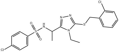 4-CHLORO-N-(1-(5-[(2-CHLOROBENZYL)SULFANYL]-4-ETHYL-4H-1,2,4-TRIAZOL-3-YL)ETHYL)BENZENESULFONAMIDE Struktur