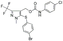 [5-[(4-BROMOPHENYL)SULFANYL]-1-METHYL-3-(TRIFLUOROMETHYL)-1H-PYRAZOL-4-YL]METHYL N-(4-CHLOROPHENYL)CARBAMATE Struktur