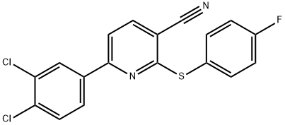 6-(3,4-DICHLOROPHENYL)-2-[(4-FLUOROPHENYL)SULFANYL]NICOTINONITRILE Struktur