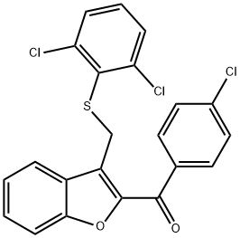 (4-CHLOROPHENYL)(3-([(2,6-DICHLOROPHENYL)SULFANYL]METHYL)-1-BENZOFURAN-2-YL)METHANONE Struktur