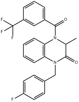 1-(4-FLUOROBENZYL)-3-METHYL-4-[3-(TRIFLUOROMETHYL)BENZOYL]-3,4-DIHYDRO-2(1H)-QUINOXALINONE Struktur