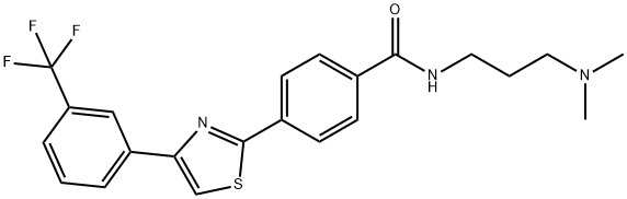 N-[3-(DIMETHYLAMINO)PROPYL]-4-(4-[3-(TRIFLUOROMETHYL)PHENYL]-1,3-THIAZOL-2-YL)BENZENECARBOXAMIDE Struktur