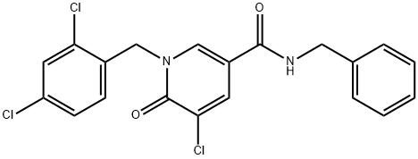 N-BENZYL-5-CHLORO-1-(2,4-DICHLOROBENZYL)-6-OXO-1,6-DIHYDRO-3-PYRIDINECARBOXAMIDE Struktur