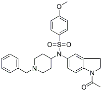 N-(1-ACETYL-2,3-DIHYDRO-(1H)-INDOL-5-YL)-N-(1-BENZYLPIPERIDIN-4-YL)-4-METHOXYBENZENESULPHONAMIDE Struktur