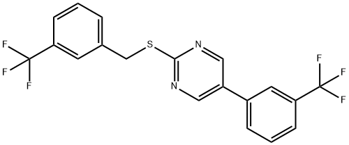 2-([3-(TRIFLUOROMETHYL)BENZYL]SULFANYL)-5-[3-(TRIFLUOROMETHYL)PHENYL]PYRIMIDINE Struktur