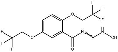 N-[(HYDROXYIMINO)METHYL]-2,5-BIS(2,2,2-TRIFLUOROETHOXY)BENZENECARBOXAMIDE Struktur