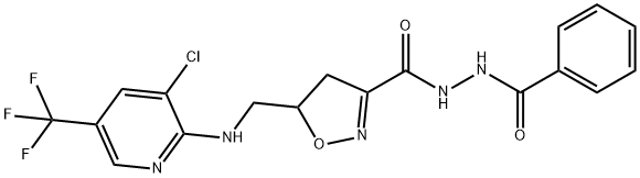 N'-BENZOYL-5-(([3-CHLORO-5-(TRIFLUOROMETHYL)-2-PYRIDINYL]AMINO)METHYL)-4,5-DIHYDRO-3-ISOXAZOLECARBOHYDRAZIDE Struktur