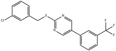 2-[(3-CHLOROBENZYL)SULFANYL]-5-[3-(TRIFLUOROMETHYL)PHENYL]PYRIMIDINE Struktur