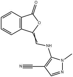 1-METHYL-5-(([3-OXO-2-BENZOFURAN-1(3H)-YLIDEN]METHYL)AMINO)-1H-PYRAZOLE-4-CARBONITRILE Struktur