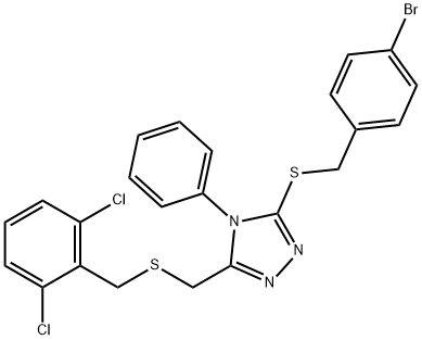 3-[(4-BROMOBENZYL)SULFANYL]-5-([(2,6-DICHLOROBENZYL)SULFANYL]METHYL)-4-PHENYL-4H-1,2,4-TRIAZOLE Struktur